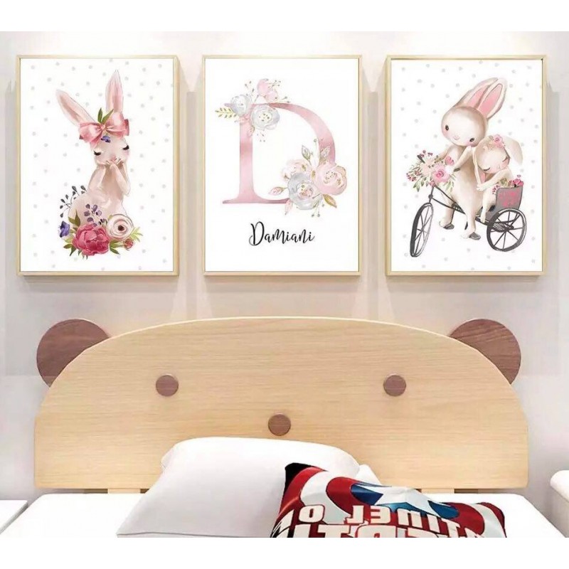 Lot de 3 toiles personnalisées lapin