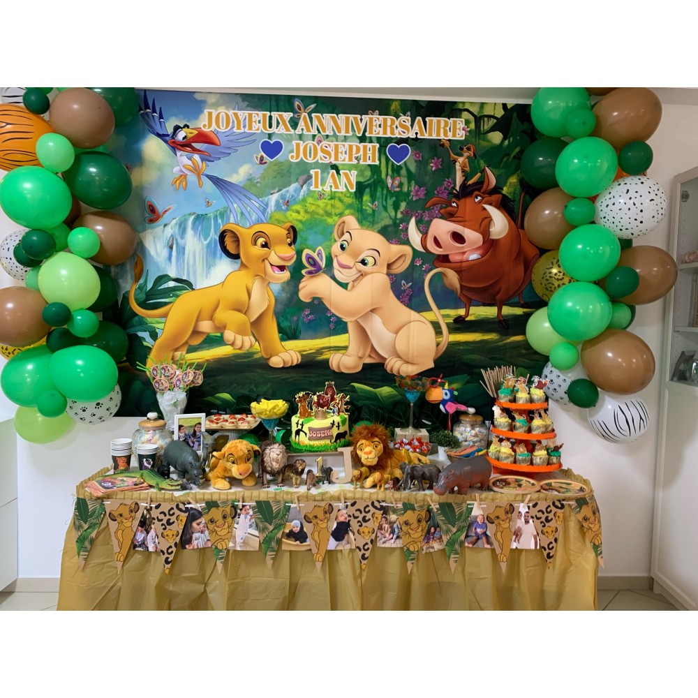 Arrière-plan de fête le roi Lion personnalisé Disney, avec élastique,  arrière-plan de fête d'anniversaire pour bébé, Studio photo - AliExpress
